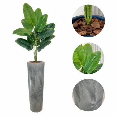Imagem de Planta Artificial Bananeira Vaso Alto Marmorizado Decoração - FlorImp
