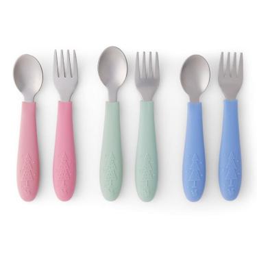 Imagem de Talheres infantis Elk and Friends com alça de silicone inoxidável