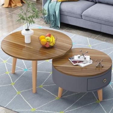 Imagem de AKALNNB Mesa de centro de encaixe, design de armazenamento interno, cantos arredondados de 360°, armazenamento aberto, para sala de estar, quarto, estúdio, fácil de mover e montar