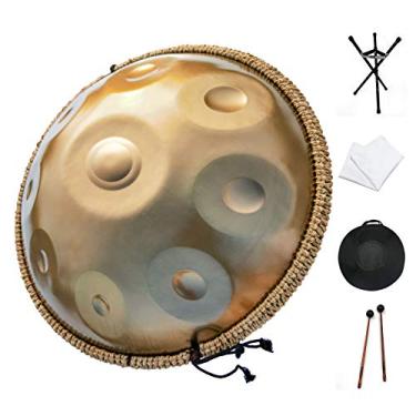 Imagem de Instrumento de tambor Handpan, D Minor 9 notas 55 cm com bolsa de mão macia, 2 marretas de mão, suporte de panela, pano sem poeira, para educação musical