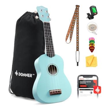 Imagem de Donner Ukulele Soprano Para Iniciantes, Kit De Ukulele Fosco De 21 Polegadas Para Iniciantes Com Bolsa, Alça, Afinador, Cordas, Palhetas, Pano, Aulas Online Gratuitas, Presente De Natal E Aniversár