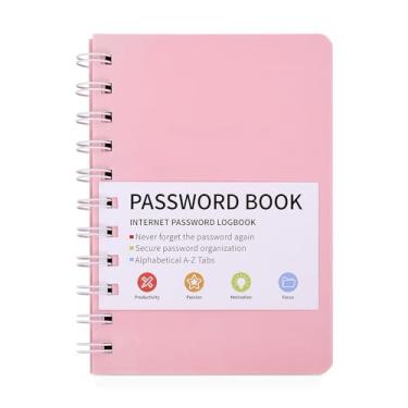 Imagem de icceemee Caderno de senha com guias alfabéticas, pequenos cadernos de senha para detalhes de login de endereço de site na Internet, diário de registro de senha, presentes para casa e escritório (rosa)