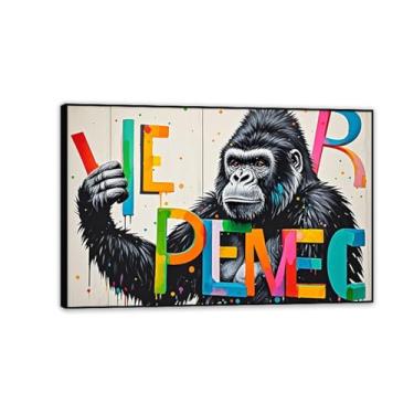 Imagem de Macaco gorila animal pintura inspiradora imagens pôsteres impressões arte grafite decoração de parede imagem de macaco banksy arte de parede para sala de estar escritório decoração de parede 75 x 50