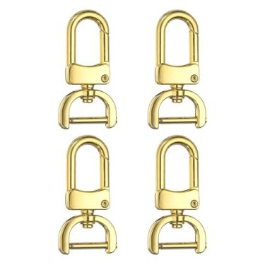 Imagem de HARFINGTON 4 peças de gancho de pressão destacável fecho giratório 5/8" (16 mm) anéis D de liga de zinco fecho de garra de lagosta com barra de parafuso para chaveiro, cordão, ferragens, artesanato