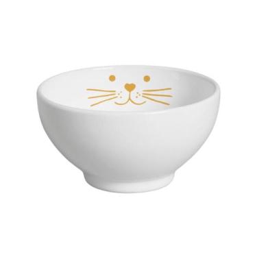 Imagem de Kit Comedouro Branco/Dourado Suporte de Orelhas Médio - Cerâmica Regin