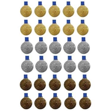Imagem de Kit C/10 Medalhas de Ouro + 10 Medalhas de Prata + 10 Medalhas de Bron