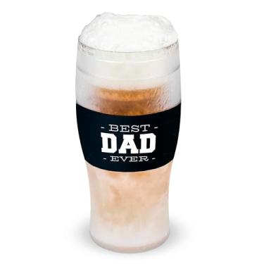 Imagem de Host Copo de vidro isolado Freeze Best Dad Ever para bebidas frias, presentes congeláveis para papai, copo de cerveja isolado de parede dupla para cerveja gelada, IPA, cerveja e café gelado, 473 ml