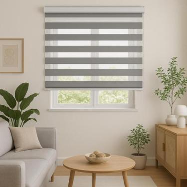 Imagem de Persiana Double Vision Sunny 140larg x 160alt Cinza (com bandô) - Pers