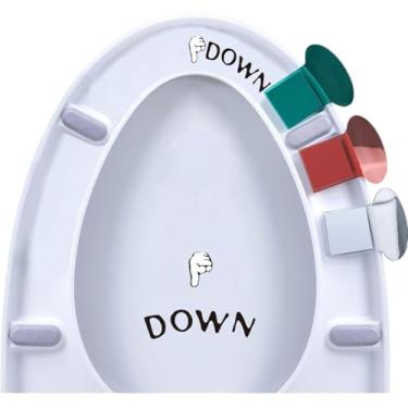 Imagem de 3 peças de elevador de assento de vaso sanitário com 1 peça de adesivos de assento de vaso sanitário, ferramentas de elevação para casa de banho, hotel, escritório, restaurante, público, decalques de