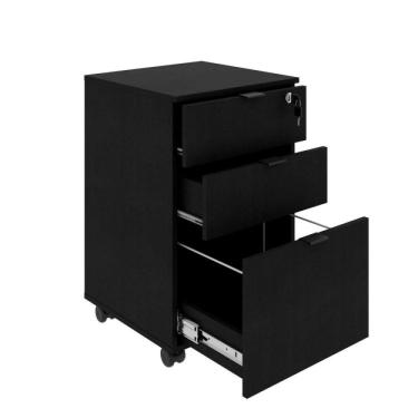 Imagem de Gaveteiro Volante 2 Gavetas e 1 Gaveta para Pastas Kugv43 Kuadra Espresso Móveis Preto Onix
