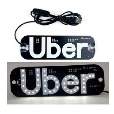 Imagem de Placa Plaquinha Uber Para Carro Led Letreiro Motorista De Aplicativo