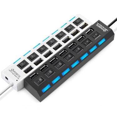 Imagem de Hub Multiuso Conexão De Dados - 7 Portas Usb 2.0 Branco Ou Preto
