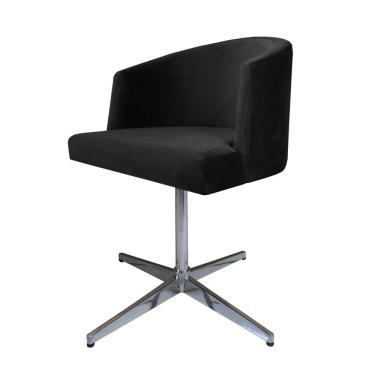 Imagem de Cadeira Poltrona Base Cromada Giratoria Estofada Arkadina Suede Preto