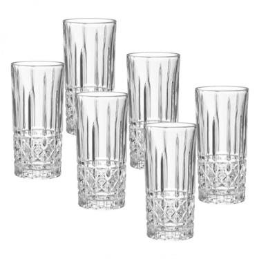 Imagem de Jogo 12 Copo Long Drink Vidro Alto Relevo Luita 350ml - Mimo