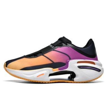 Imagem de Bolognifi Tênis de basquete masculino, corrida, atlético, casual, leve, respirável Equipamento de basquetebol(Orange-black,43 BR)
