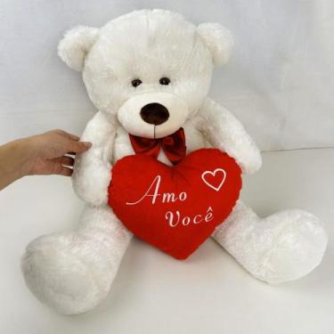 Imagem de Urso De Pelúcia Grande Com Coração 50cm Bicho Macio Presente - Bento B