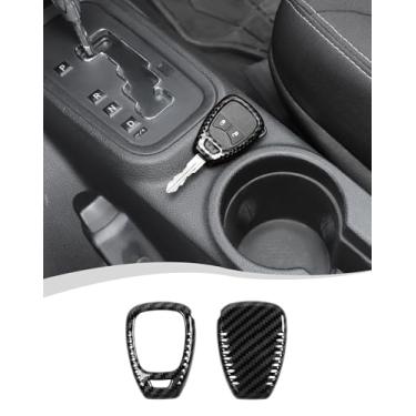 Imagem de Hoolcar Capa de porta-chaves com controle remoto para Jeep Wrangler JK JKU 2007-2017, Jeep Compass 2008-2016, Jeep Patriot 2011-2016, fibra de carbono