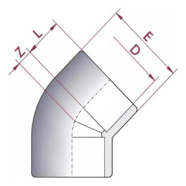 Imagem de Kit 4 Cotovelos/joelhos 45 Pvcu Solda Fêmea Pn16 50mm Cepex