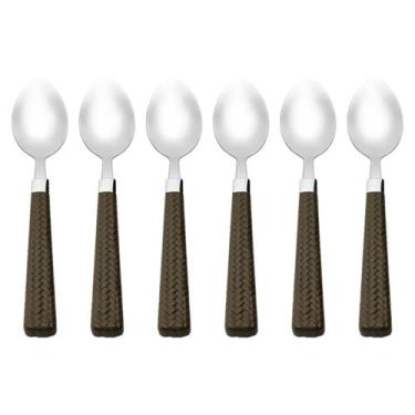 Imagem de Conjunto Colher Com Cabo De Rattan 6 Peças Inox Luxuoso - Mimo Style