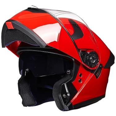 Imagem de ILM Capacete De Motocicleta Adulto Com Viseira Dupla Dobrável Modular, Modelo Dot Ws206 (Vermelho, Extragrande)