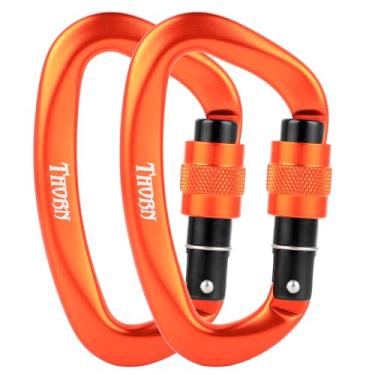 Imagem de Thorn Mosquetão Com Trava Para Escalada E Rapel - Mosquetões De Rosca Grande Resistente 25 Kn Escalada, Montanhismo, Rede, Camping, Academia, Pacote Laranja 2