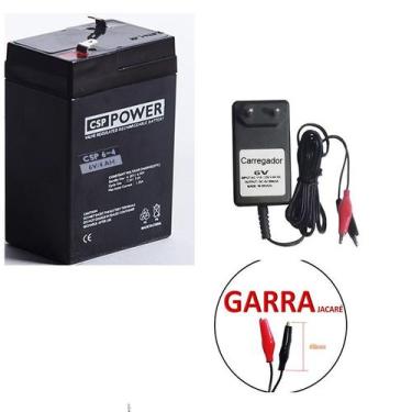 Imagem de Kit Bateria 6v 4ah + Carregador 6v 800mah -CSP Moto Eletrico e Brinque