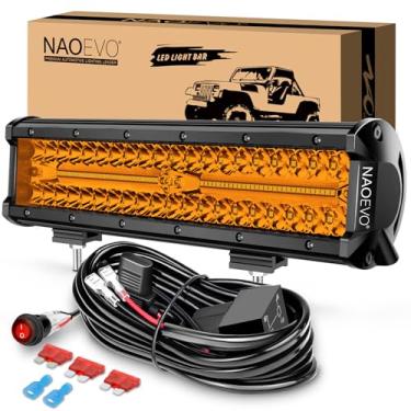 Imagem de NAOEVO Barra De Luz Led 12", 300 W, 30.000 Lm, Faróis Off-Road/De Direção/Neblina Com Kit Fiação, Trabalho Inundação Pontual Para Caminhão, Utv, Quadriciclo, Carrinho Golfe, Barco, 1 Peça (Âmbar)