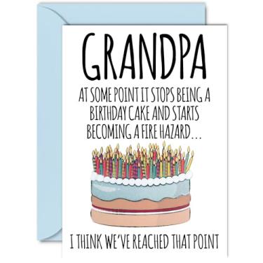 Imagem de Stuff4 Cartões de aniversário engraçados para vovô - perigo de incêndio - cartão de aniversário de piada rude para vovô do neto neta, humor 60º 70º 80º aniversário A5 cartões comemorativos avós