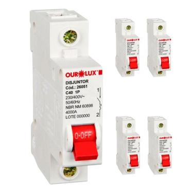Imagem de 4 Disjuntor Ourolux Monopolar Termomagnético 40A Curva C