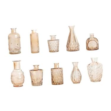 Imagem de Ｂｅｓｇａ 10 peças de vasos de vidro para plantas decorativas, recipientes leves e simples para presente de casamento, mini vasos de flores fofos para sala de, Marrom