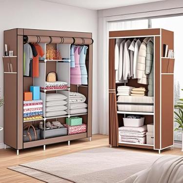 Imagem de Guarda Roupa Portátil Desmontável Organizador Prático Solteiro e Casal(MARROM,CASAL)