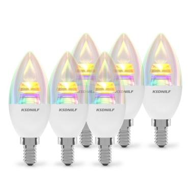 Imagem de KSDNILF Lâmpadas Inteligentes, Compatíveis Com Alexa E Google Assistente, Transparentes, 16 Milhões De Cores, 65 Cenários Predefinidos, E12 Para Lustres, Festivais, Festas, 6 Peças