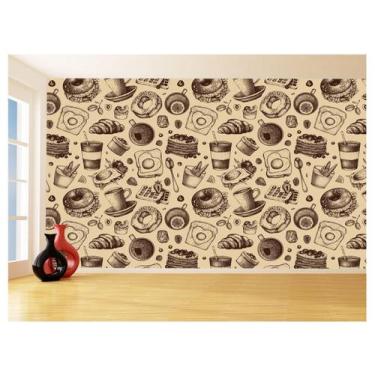Imagem de Papel De Parede 3D Textura Cozinha Café Comida 3,5M Txt189 - Você Deco