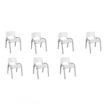 Imagem de Kit 7 Cadeira Iso Infantil Creche, Escola Base Cinza Branco
