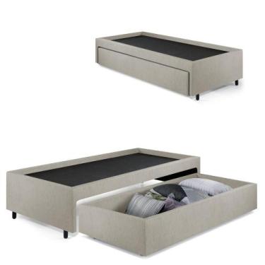 Imagem de Base Box Cama Solteiro com Gaveta Sapateira 88x188cm Revestimento Sint