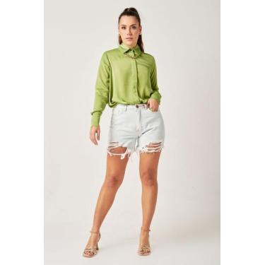 Imagem de Shorts Jeans Barra Desfiada - Branco - Amey, 44