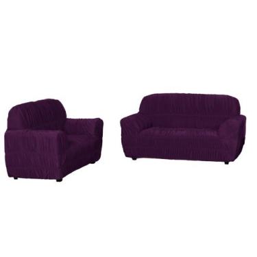 Imagem de Kit Capa De Sofá 3 E 2 Lugares, 21 Elásticos Vinho - M.a Enxovais
