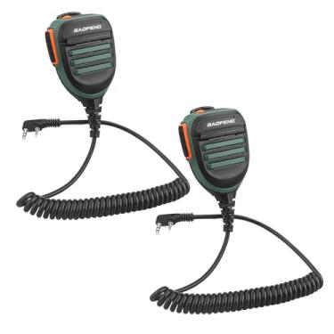Imagem de BAOFENG Microfone de rádio, microfone de polícia de ombro remoto UV-5R BF-F8HP 5RM UV-21R K5PLUS UV-17R TIDRADIO TD-H3 TD-H8 Quansheng UV-K5 walkie Talkie Microfone de alto-falante portátil (verde x