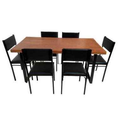 Imagem de Conjunto de Mesa Jantar Ibiza 160x80 com 6 cadeiras - DG Móveis - Reis