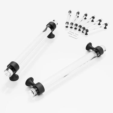 Imagem de CEYMIO Puxadores e puxadores de armário para armários e gavetas, cozinha banheiro quarto preto fosco puxador de porta distância maçanetas de cristal de vidro 160 mm