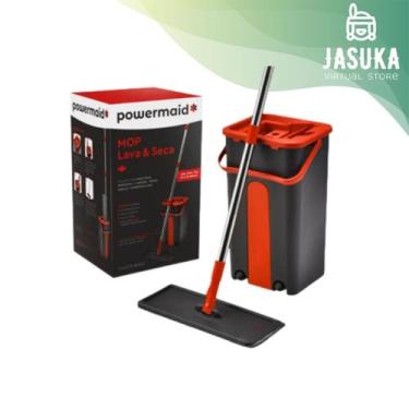 Imagem de Mop Flat Inox Rodo Com Balde Lava E Seca Base Flexível Compacto Resist