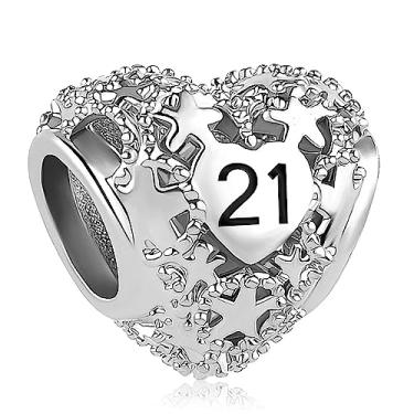 Imagem de MiiFort Pingente de coração brilhante 21 Love para pulseiras Pandora Moments Jewelry Gift for Friend Daughter Sister Granddaughter