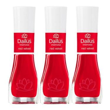 Imagem de Kit 3 Esmalte Dailus Color Cor Red Velvet com 8ml