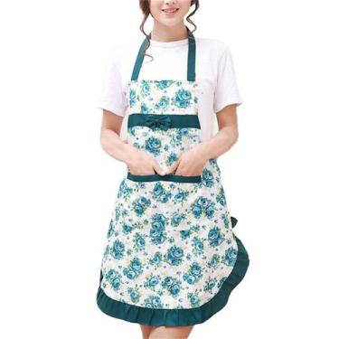 Imagem de Avental De Cozinha Feminino Floral De Lona De Algodão À Prova De Óleo 