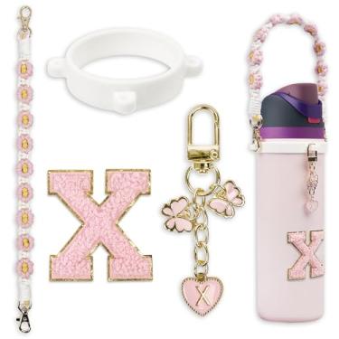 Imagem de Conjunto de pingentes de letras fofas compatível com garrafa de água Owala 680 g, 946 ml, 1,134 g, copo de café Owala Kids, Owala FreeSip – Inclui alça de alça, para acessórios Owala & Stanley Cup
