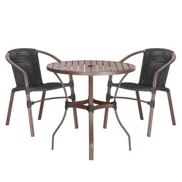 Imagem de 02 Cadeiras Floripa E Mesa Roma 100cm Marrom Trama Original Preto
