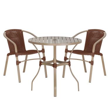 Imagem de 02 Cadeiras Floripa E Mesa Roma 100cm Fendi Trama Original Marrom