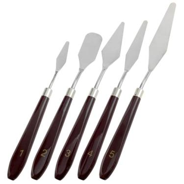 Imagem de AYLIFU Espátula de cobertura ferramenta de decoração de bolo, espátula de cobertura prata para pintura artística, ferramenta de pastelaria, fondant de bolo, faca de paleta de chocolate, 5 peças