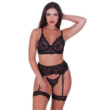 Imagem de Conjunto Lingerie Sutiã sem Bojo e Perneira Sensual - c8 CONJUNTO AMÉL