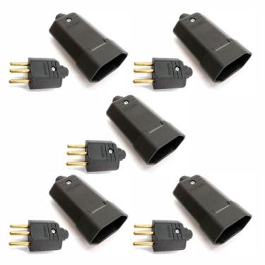 Imagem de Kit 10pçs Tomada Femea E Plugue Macho Com 3 Pinos 10a - Margirius